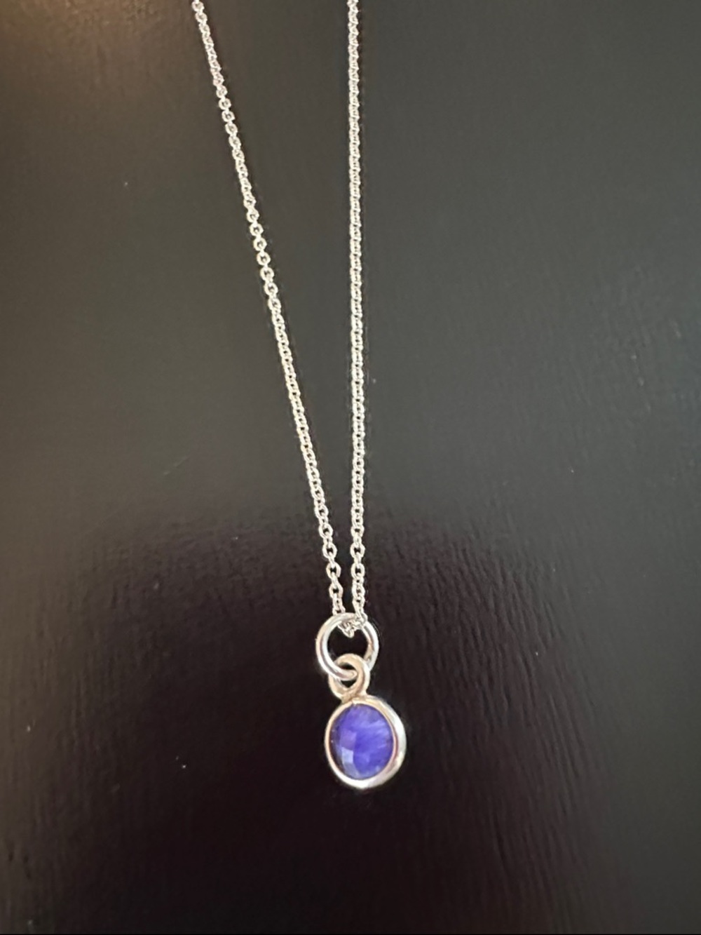 Delicate Sterling Necklace with Purple Gemstone Pendant
